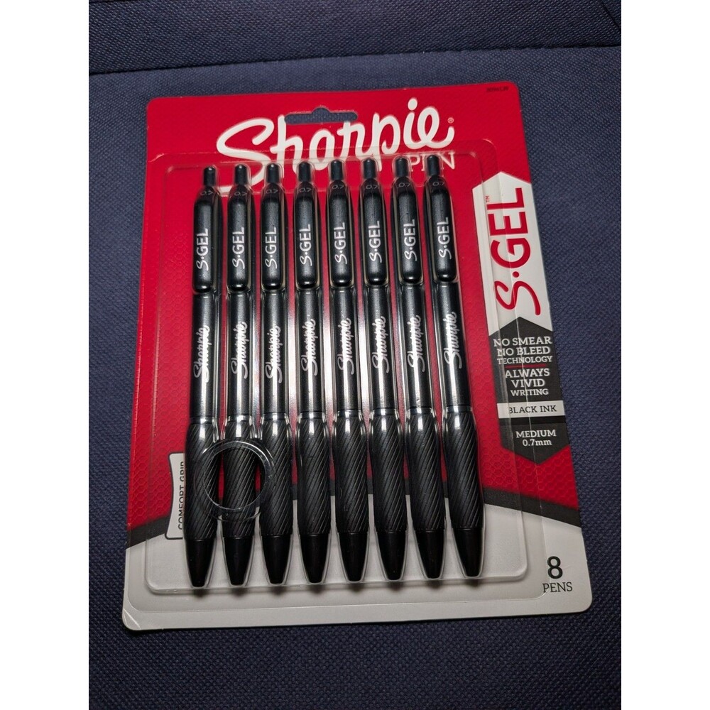 Sharpie S-Gel Pens - Black, Medium 0.7 mm - 8 count - NEW